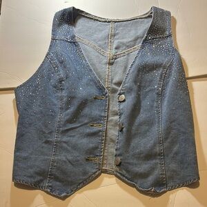 SHEIN Denim Vest with Silver Studs